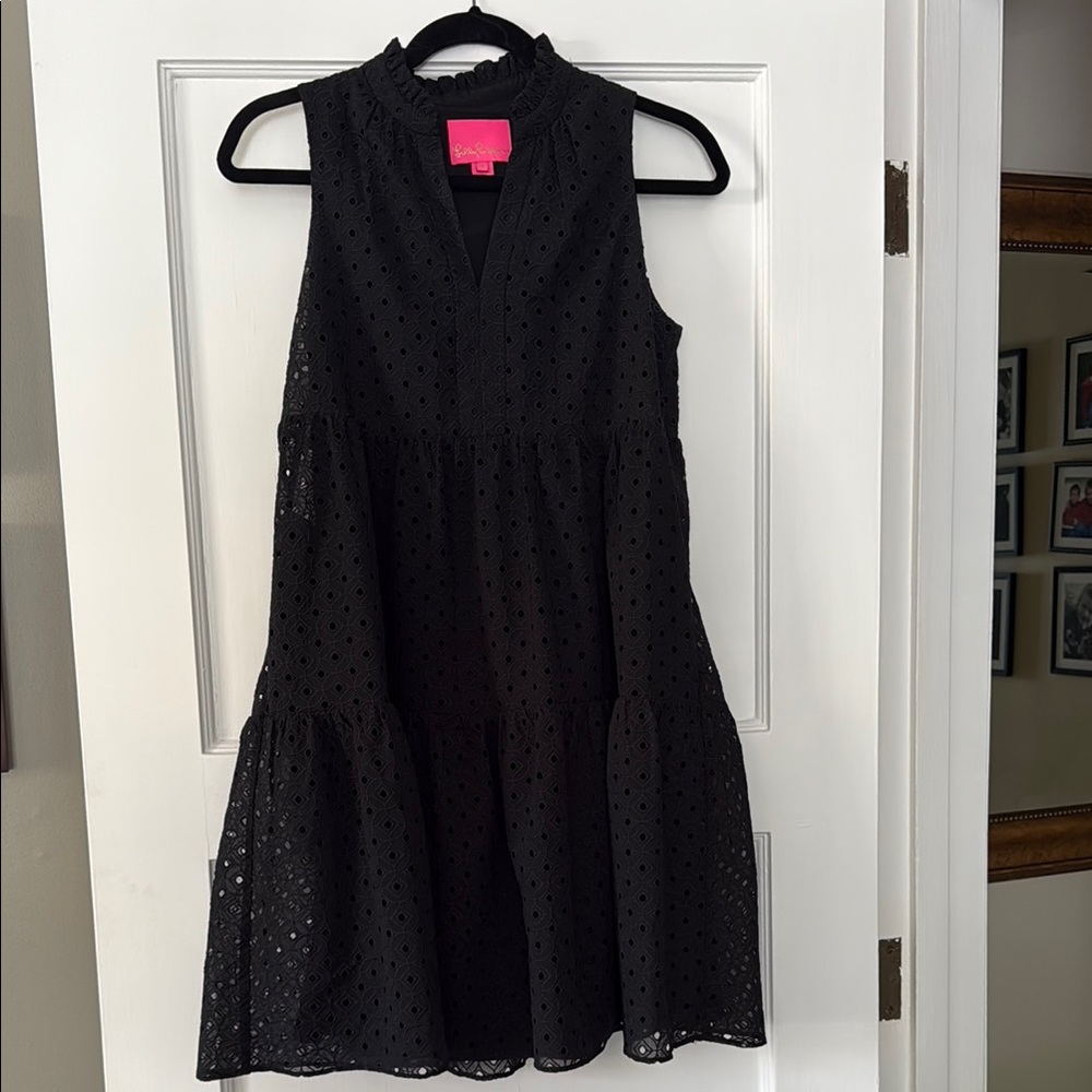 Lilly Pulitzer Black Ruffled Sundress Mock Neck Cocktail